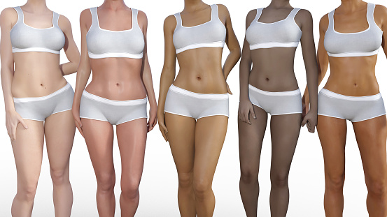 Different Body Shapes Female Group Crowd Fitness Wear