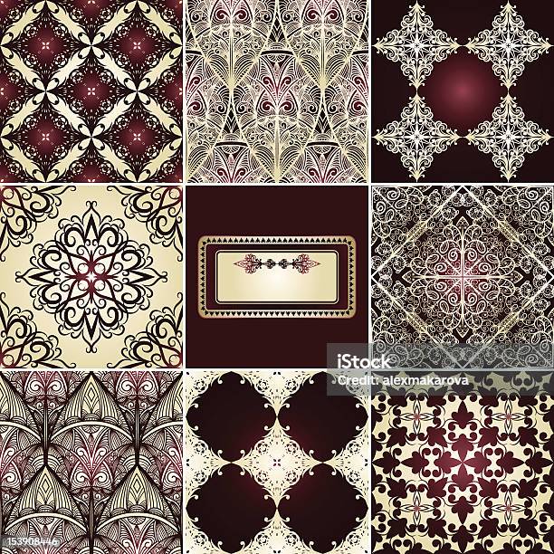 Eight Seamless Vintage Vector Patterns And Frame Stock Illustration - Download Image Now - Backgrounds, Border - Frame, Complexity