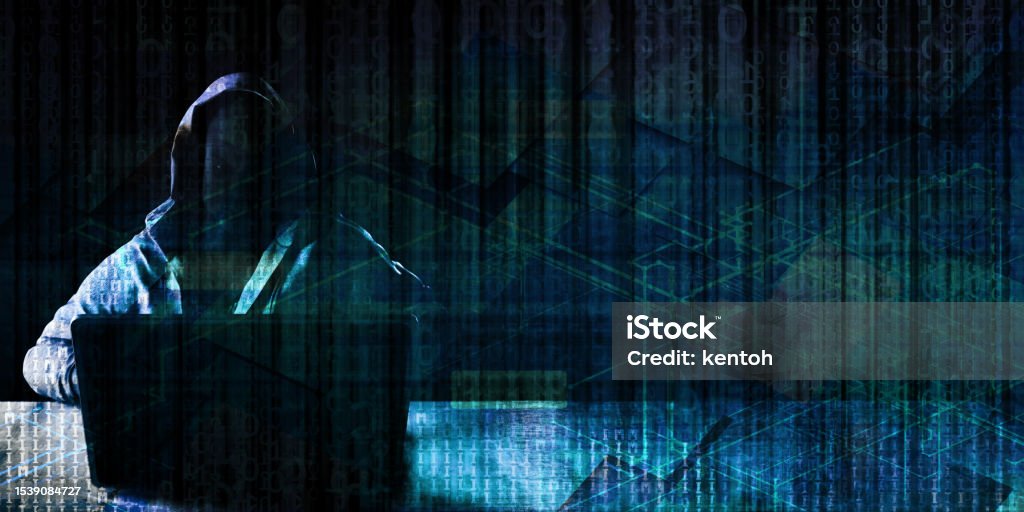 Computer E Hacker Hacker In Front Of Computer Stock Photo - Download Image Now - Computer ...