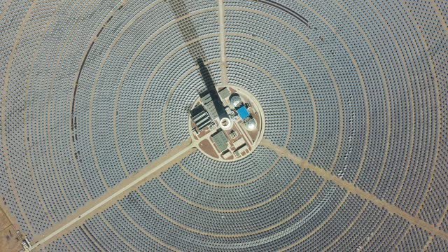 Aerial view of solar thermal power station
