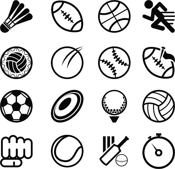 Several sports related icons on a white background Simple Sport Icons Collection Set. Usefull For Sport Theme. soccer clipart stock illustrations