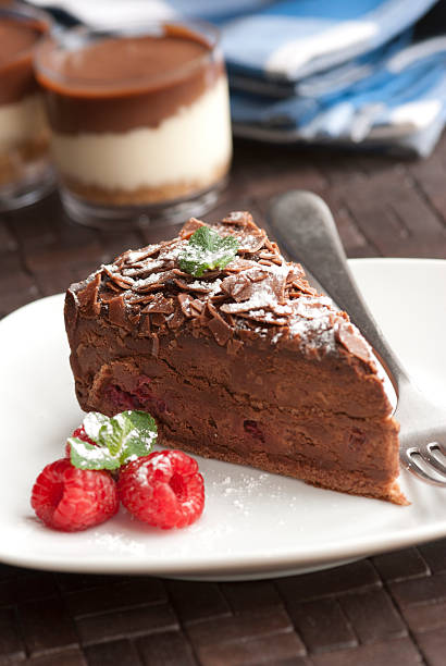 istock Plated chocolate dessert with fresh raspberries 153912900
