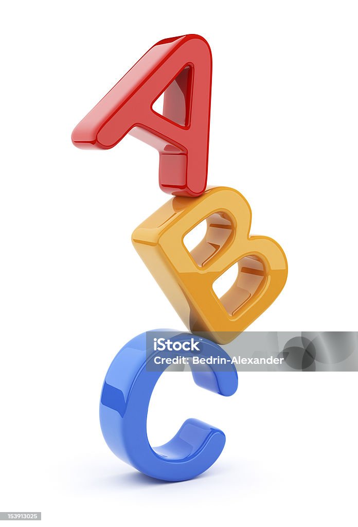 Símbolos de alfabeto colorido 3D. Aislado - Foto de stock de Amarillo - Color libre de derechos