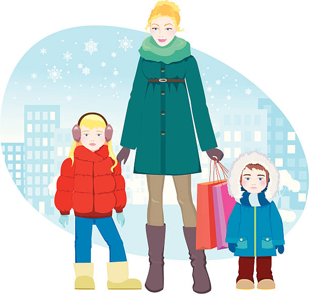 Family Shopping vector art illustration