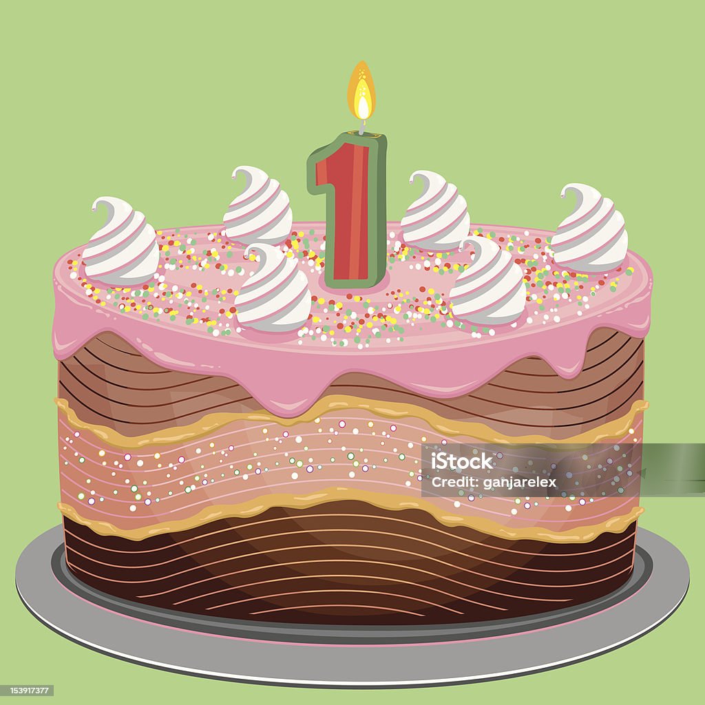 Premier Gâteau d'anniversaire - clipart vectoriel de Aliment libre de droits
