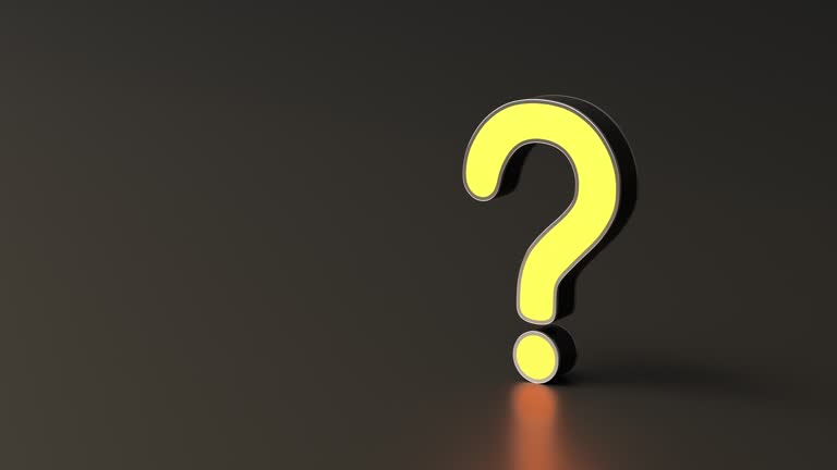 Yellow question mark on black background with empty copy space on left side, FAQ Concept