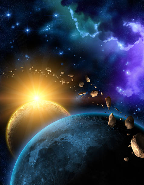 illustrazioni stock, clip art, cartoni animati e icone di tendenza di universo, - satellite view earth globe sunrise