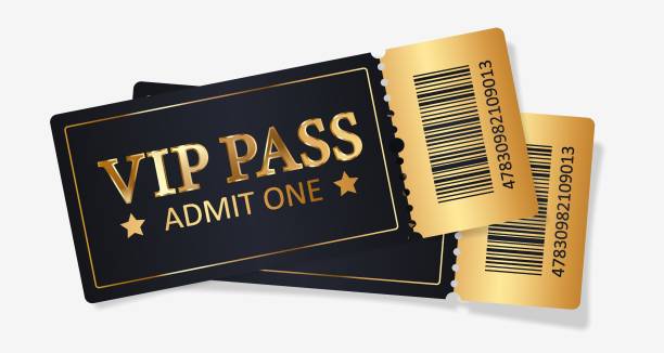 ilustrações de stock, clip art, desenhos animados e ícones de gold tickets vip pass, admit one for concert, party, cinema, theatre with golden text, letters and barcode. vector illustration on white background for advertising, promotion, banner, poster. - ticket movie theater movie movie ticket