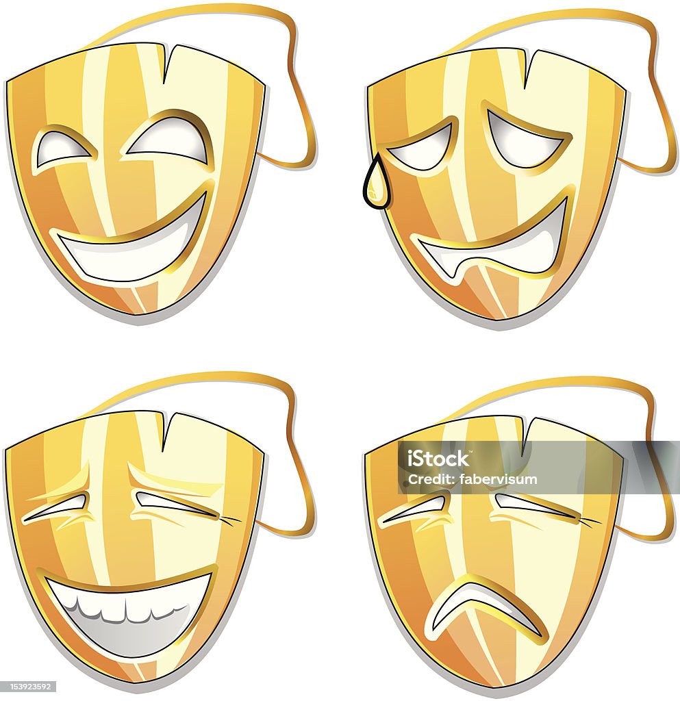 Oro vettoriale maschere - arte vettoriale royalty-free di Allegro