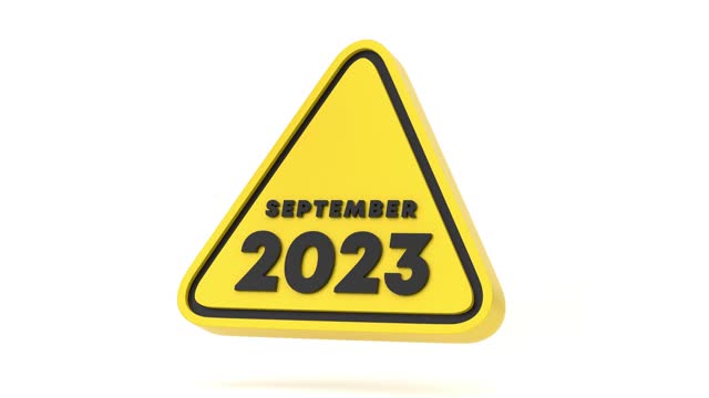 Yellow Triangle Warning Shape And 2023 September Calendar