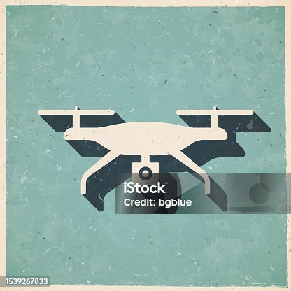 istock Drone with camera. Icon in retro vintage style - Old textured paper 1539267833