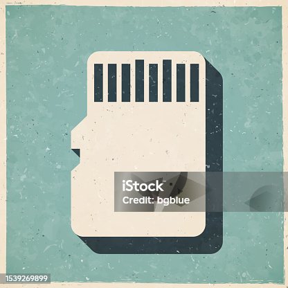 istock Memory card - Micros SD. Icon in retro vintage style - Old textured paper 1539269899
