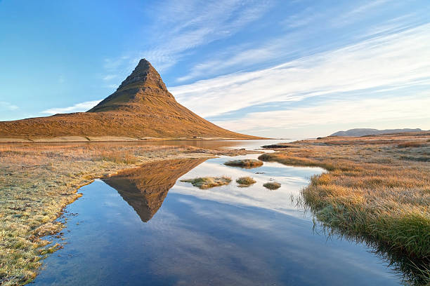 kirkjufell mountain in iceland, snaefellsnes penisula. stock photo