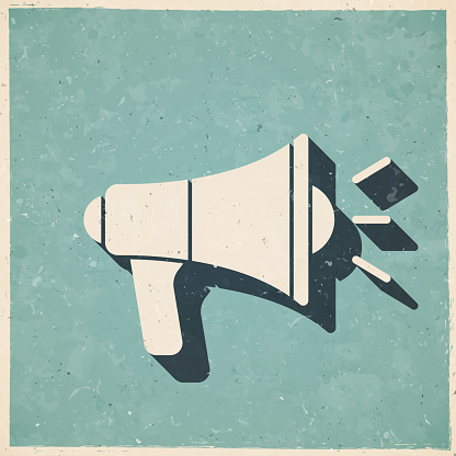 istock Megaphone. Icon in retro vintage style - Old textured paper 1539280985