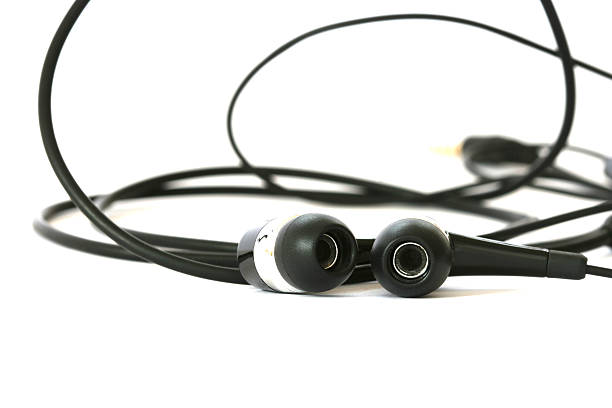 istock Black headphones on white background 153928795