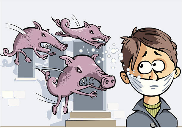 h1n1 schweinegrippe - swine flu stock-grafiken, -clipart, -cartoons und -symbole