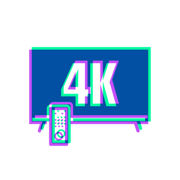 istock 4K TV. Icon with two color overlay on white background 1539306787