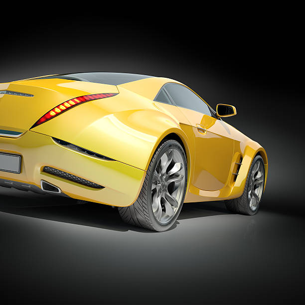 istock Yellow sports car on a black background 153930806