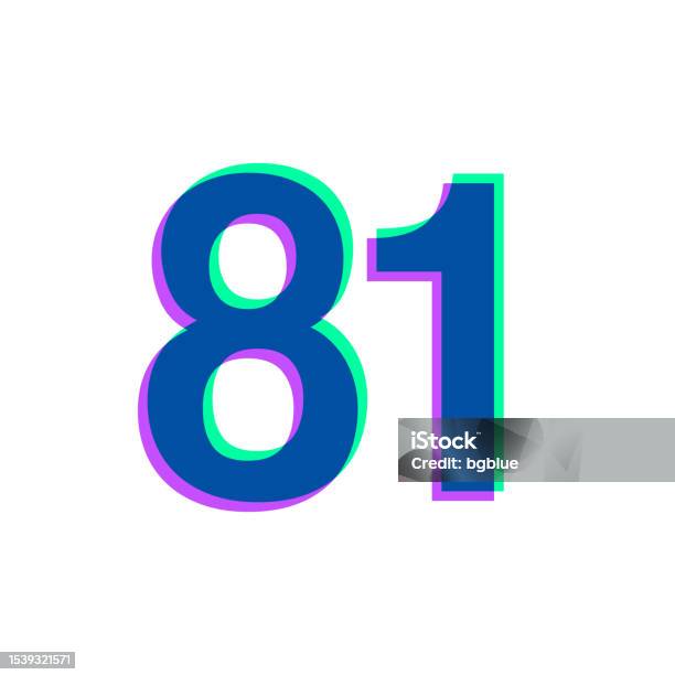 81 Number Eightyone Icon With Two Color Overlay On White Background 81 Number Eightyone Icon With Two Color Overlay On White Background