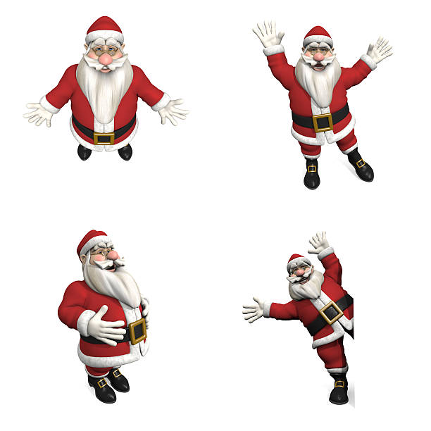 Group of candle lights in the form of little Santa Claus figures