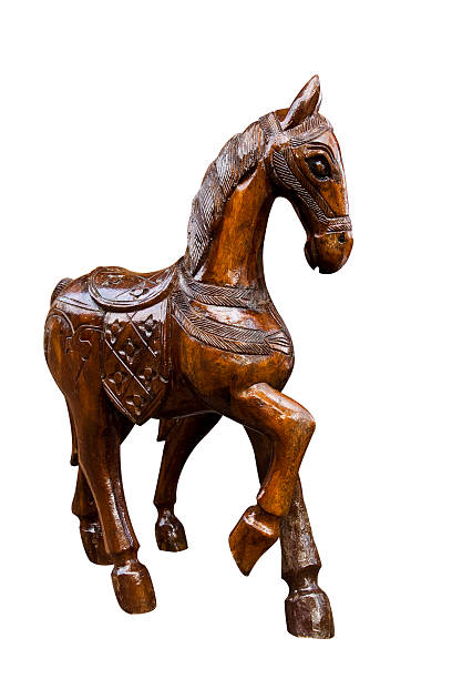 istock horse wood carved on white background,with clipping path 153935305