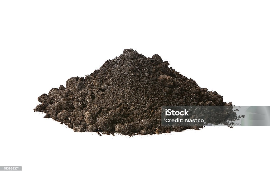 Pile of soil Pile of soil isolated on white background Dirt Stock Photo