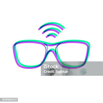 istock Smart glasses. Icon with two color overlay on white background 1539364427