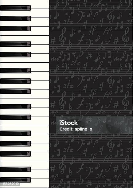 추상적인 배경 피아노 키별 및 음악 기호들 검은색에 대한 스톡 벡터 아트 및 기타 이미지 - 검은색, 고전 양식, 높은음자리표