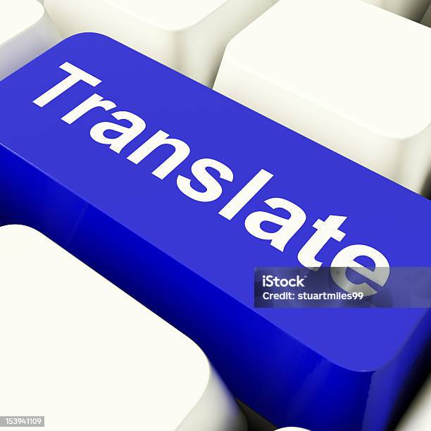 Translate Computer Schlüssel In Blau Zeigen Online Übersetzer Stockfoto und mehr Bilder von Computertaste