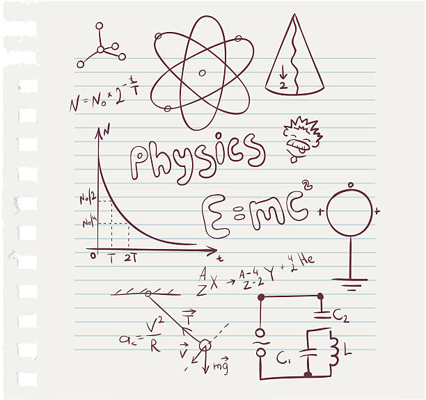 illustrations, cliparts, dessins animés et icônes de physique ensemble - mathematics doodle paper education
