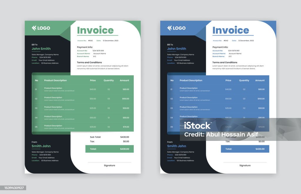 Invoice Biznet Corporate Business Invoice Or Bill Receipt Template With Two Color ...