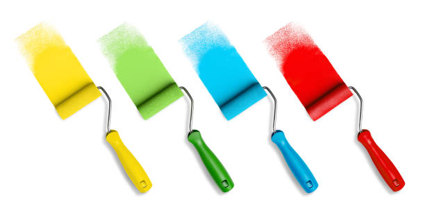 istock Colorful paint rollers and strokes. Paint roller brush set. 1539433531