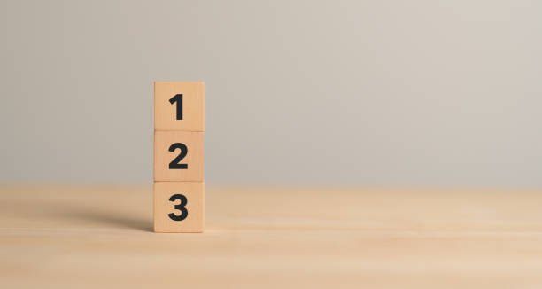 istock Task priority and management concept. The order of priority in any activity. Set work priority, arrange to do list. Wooden cube blocks with number first, second and third. 1539471054