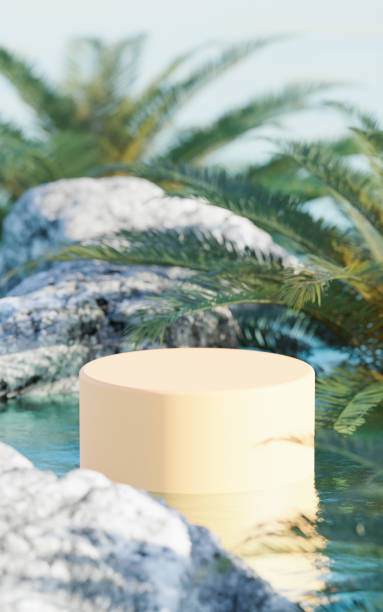 istock Tropical summer scene with a podium for product display. 3d rendering. 1539479136