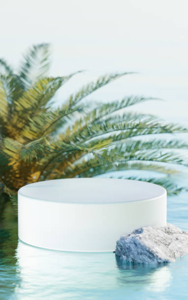 istock Tropical summer scene with a podium for product display. 3d rendering. 1539479653