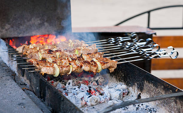 istock Juicy slices of meat prepare on fire 153948885