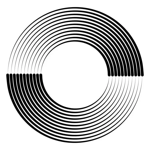 Vector illustration of Two semicircles concentric circular pattern, with copy space