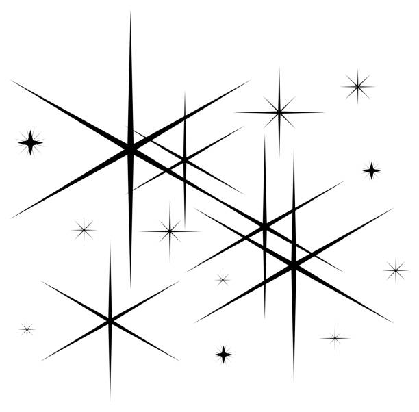 illustrations, cliparts, dessins animés et icônes de vecteur abstrait christmas star sparkle en noir. arrière-plan isolé. - poinsettia
