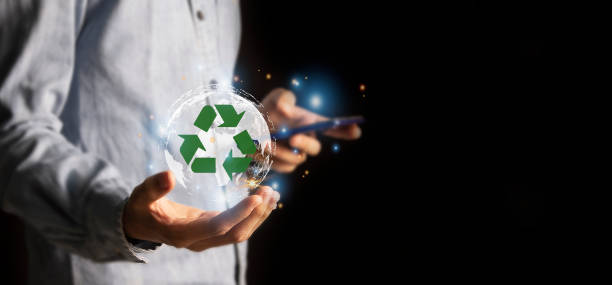 istock Recycle symbol on earth background The concept of maximizing resource utilization 1539555098