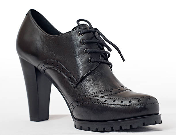 istock women black leather shoes 153955615