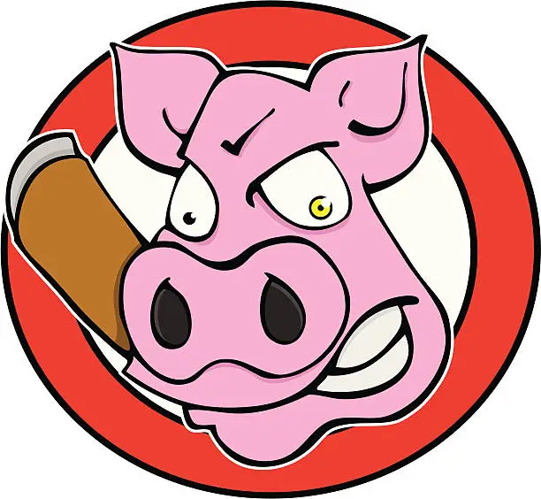 Vector illustration of Pig with Cigar