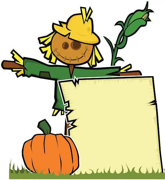 Vector illustration of Scarecrow with Signboard