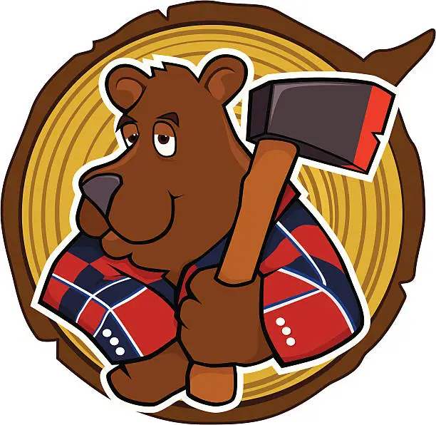Vector illustration of Bear with Axe