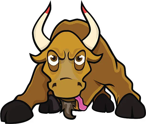 Vector illustration of Raging Bull Mascot