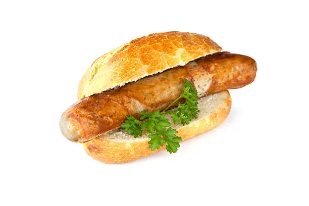 Bratwurst - Sausage, bread and green parsley