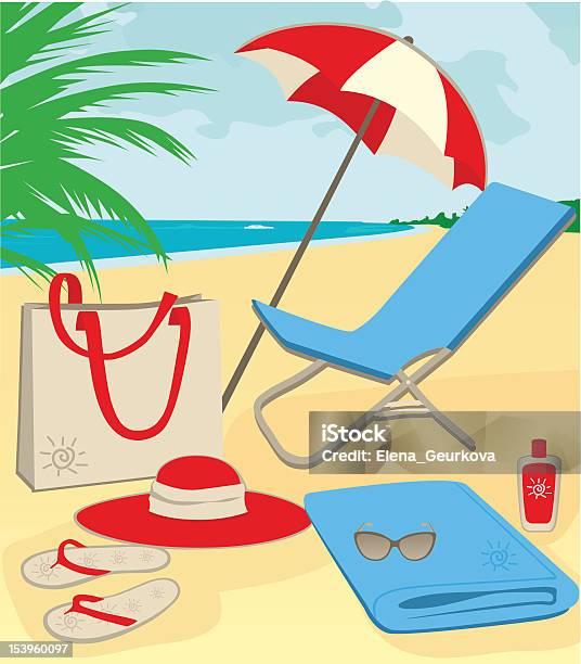 Plaża Rzeczy - Stockowe grafiki wektorowe i więcej obrazów Plaża - Plaża, Chmura, Dzień