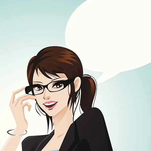 Vector illustration of Glasses Girl Speaking