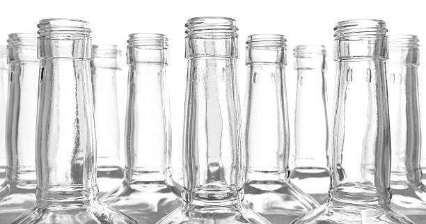 Glass bottles on white background stock photo