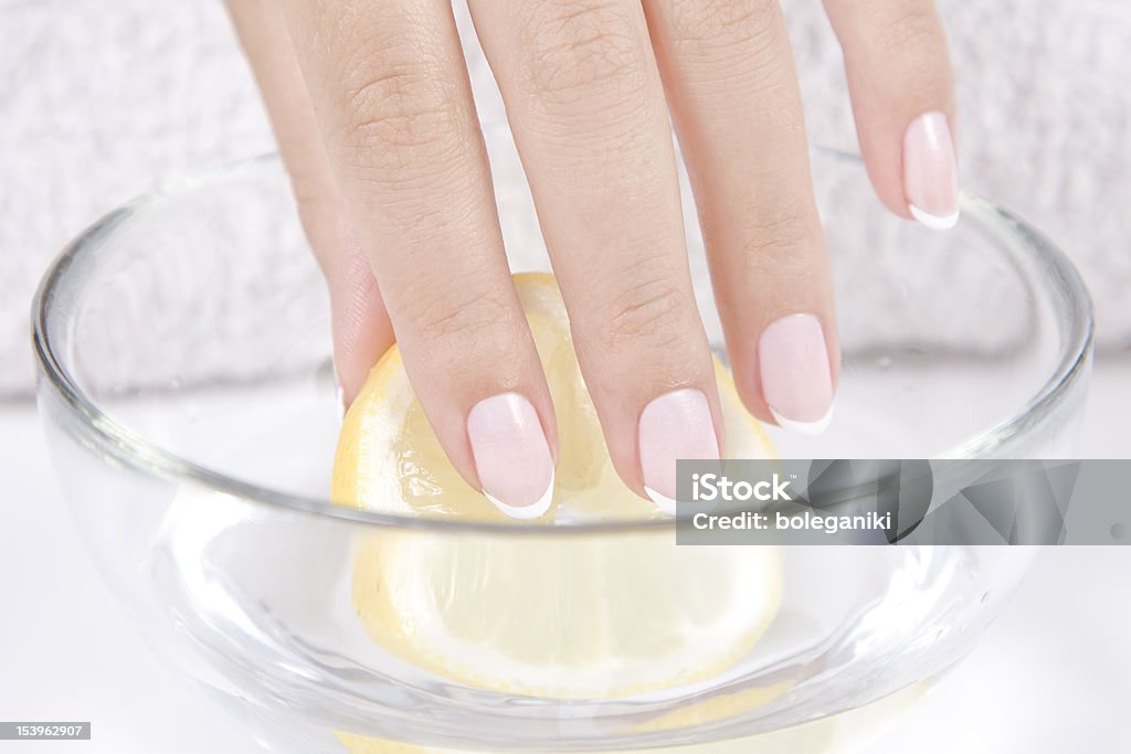 nail nail with lemon Fingernail Stock Photo