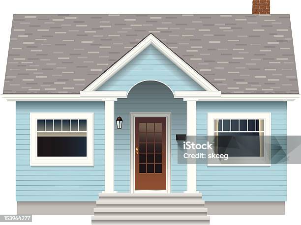 Kleines Blue House Stock Vektor Art und mehr Bilder von Architektonische Säule - Architektonische Säule, Blau, Grau